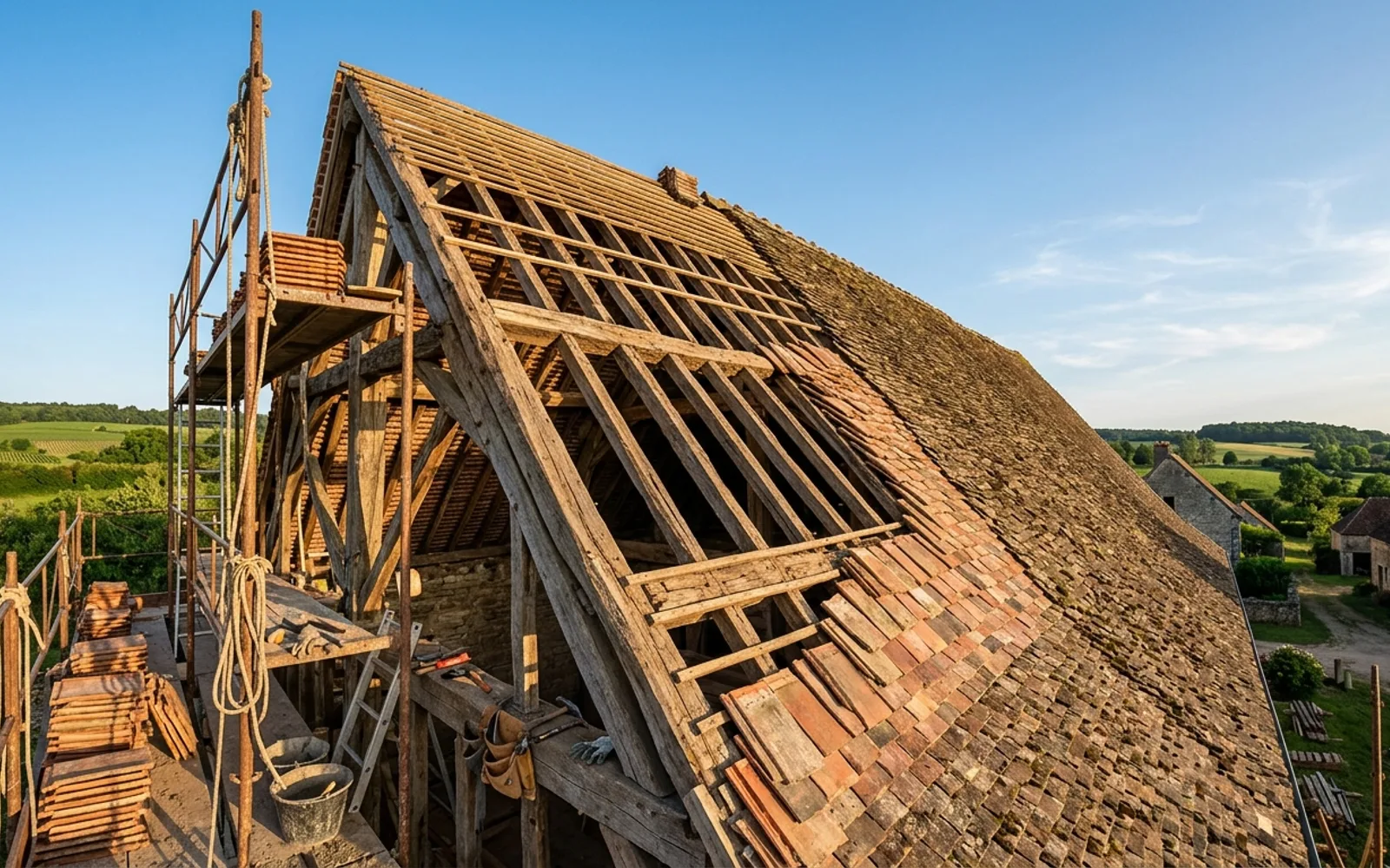 Refaire la toiture d'un corps de ferme ancien