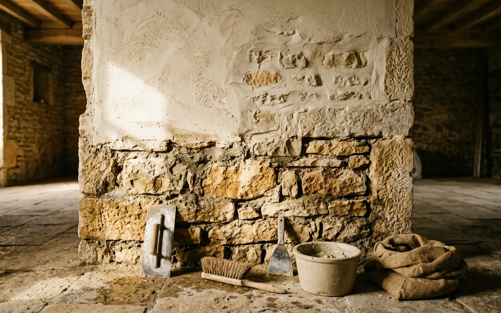 Traiter l'humidité des murs en pierre d'un corps de ferme